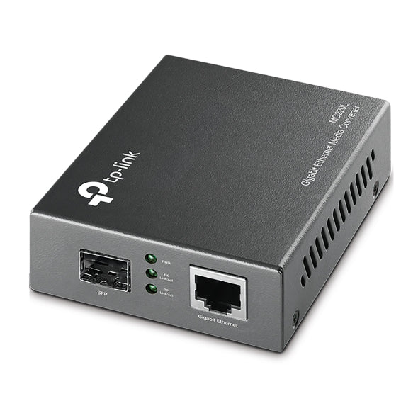 TP-LINK - Gigabit SFP Multimedia Converter, 1 RJ45 1000 Mbps Port, 1 SFP Port, in multimode fiber or single mode fiber.