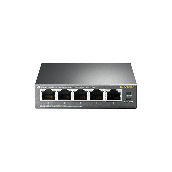 TP-LINK - Desktop Unmanaged PoE Switch 5 ports 10/100 Mbps, 4 PoE ports, 58 W.