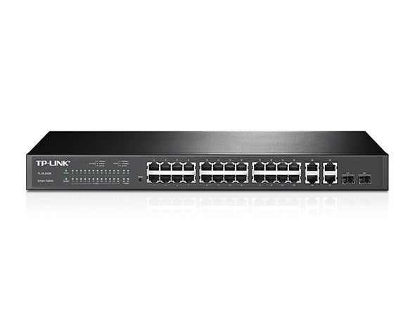 TP-LINK - PoE+ Switch JetStream SDN Managed 24 ports 10/100 Mbps + 2 ports 10/100/1000 Mbps (Uplink) + 2 SFP ports (combo 2 RJ45 10/100/1000 Mbps), 250W, centralized management OMADA SDN.